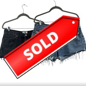 Agolde Parker Denim Jean Shorts Bundle Lot Blue & Faded Black Button Fly Size 31